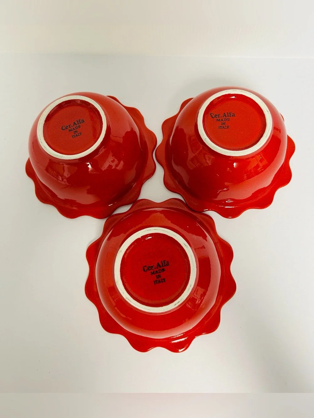 Crate & Barrel Made in Italy 90s 2000s Ceramiche Alfa Set of 6 Dessert Bowls